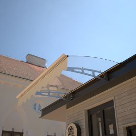 GarLUGH DA4734W Series Door Window Awning Made of 0.137 Inch Thick Crystal Solid Polycarbonate Sheet and Aluminum Alloy with Valance in size of 4