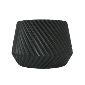 6 in Black Ceramic Ridge Planter