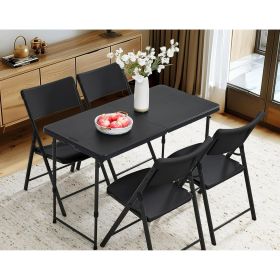 4 Foot Adjustable Height Folding Plastic Table, Easy Fold, Indoor Outdoor Black