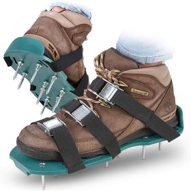 Lawn Aerator Shoes with Stainless Steel Shovel, Free-Installation Aerating Shoe with Hook & Loop Straps, Heavy Duty Spiked Aerating Sandals (Type: 1 packs, Color: as Pic)