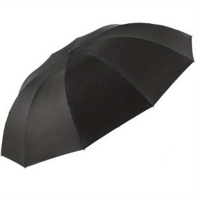 Outdoor Travel Large Folding Manual Umbrella, Rain Or Shine Dual-use Umbrella (material: All steel, Color: Black)