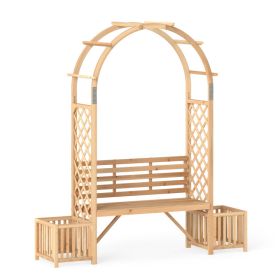 Patio Garden Bench Arbor ArchOutdoor Wood Decorative Seating (Color: Natural)