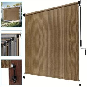 Outdoor Sun Shade Screen for Patio Gazebo Porch Cordless Roll Up Design UV Protection Roller Blind for Deck Balcony Backyard Garden Pergola Priva (Color: Walnuts, size: 72*96inch)