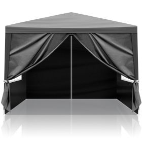 10x10 Feet Black Outdoor Pergola - Durable iron pipe frame and waterproof PE fabric portable and easy to install perfect for patio vacations fest (Style: 4-Sided, Color: Black)