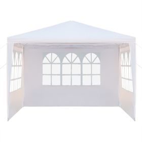 10x10 Feet Black Outdoor Pergola - Durable iron pipe frame and waterproof PE fabric portable and easy to install perfect for patio vacations fest (Style: 3-Sided, Color: White)